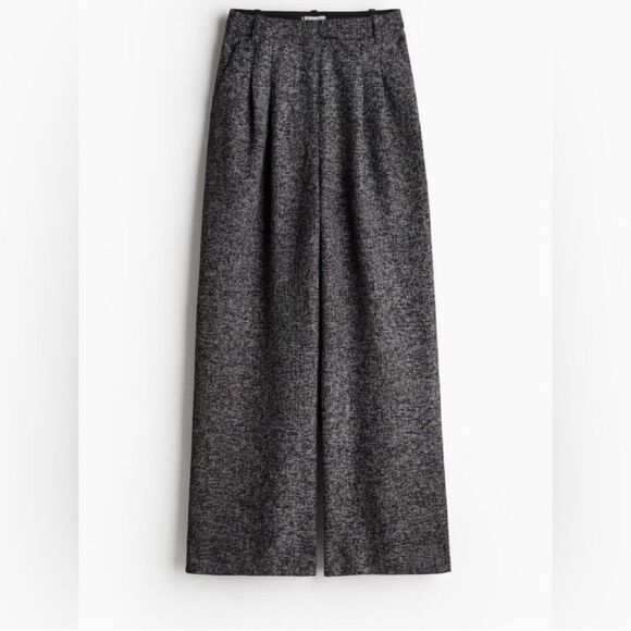 NWT ELEGANT WIDE-LEG PANTS Black melange Size 2 - Picture 5 of 15